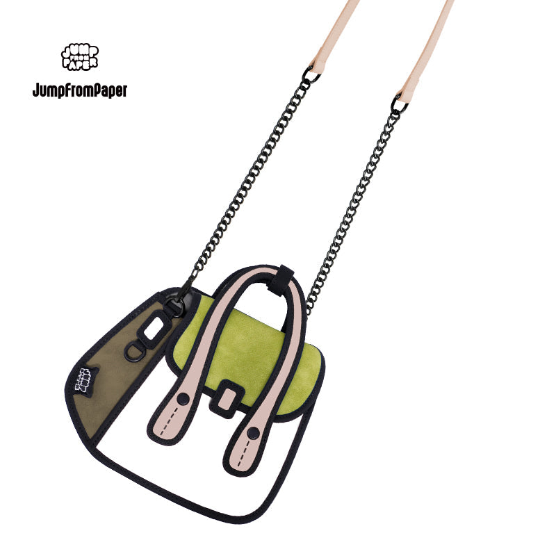 Junior Orange Owl bag  Metal Chain Bag-Matcha Green