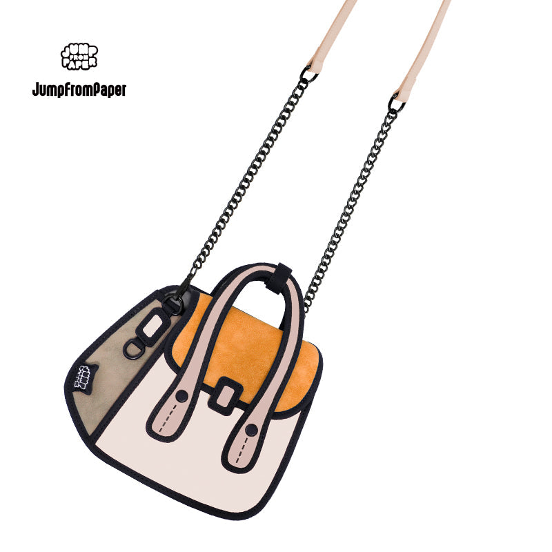 Junior Orange Owl bag  Metal Chain Bag-Sunset Tangerine