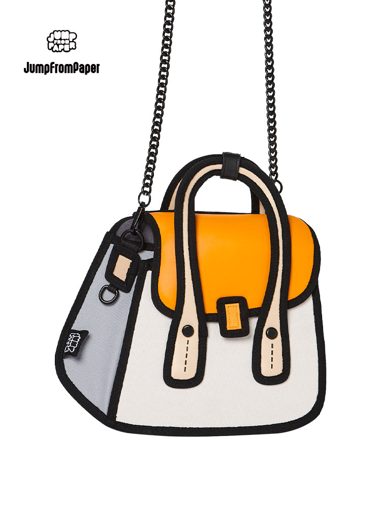 Junior Orange Owl bag  Metal Chain Bag-Orange